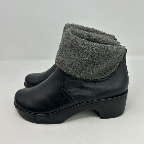 Clarks Women's Preslet Pierce Black Fur Clog Style Bootie Size 8 Casual Winter - Picture 7 of 12